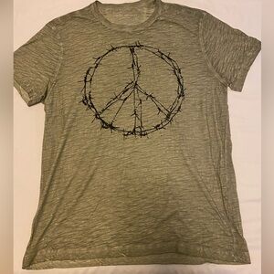 John Varvatos Green Barbed Wire Peace T-shirt